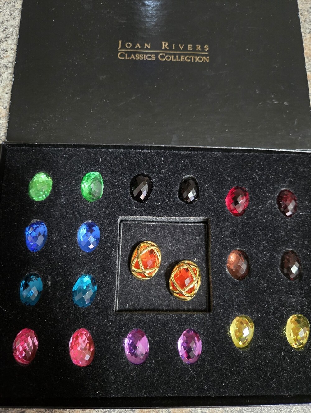 Joan Rivers Gold-Tone Interchangeable Earrings with Multicolor Stones
